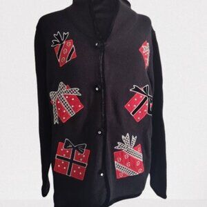 Mandal Bay Women's Christmas Button Down Cardigan Sweater Size Large